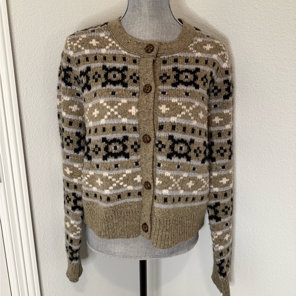 Marled Sweaters - Marled Black, Cream, and Tan Patterned Cardigan | L